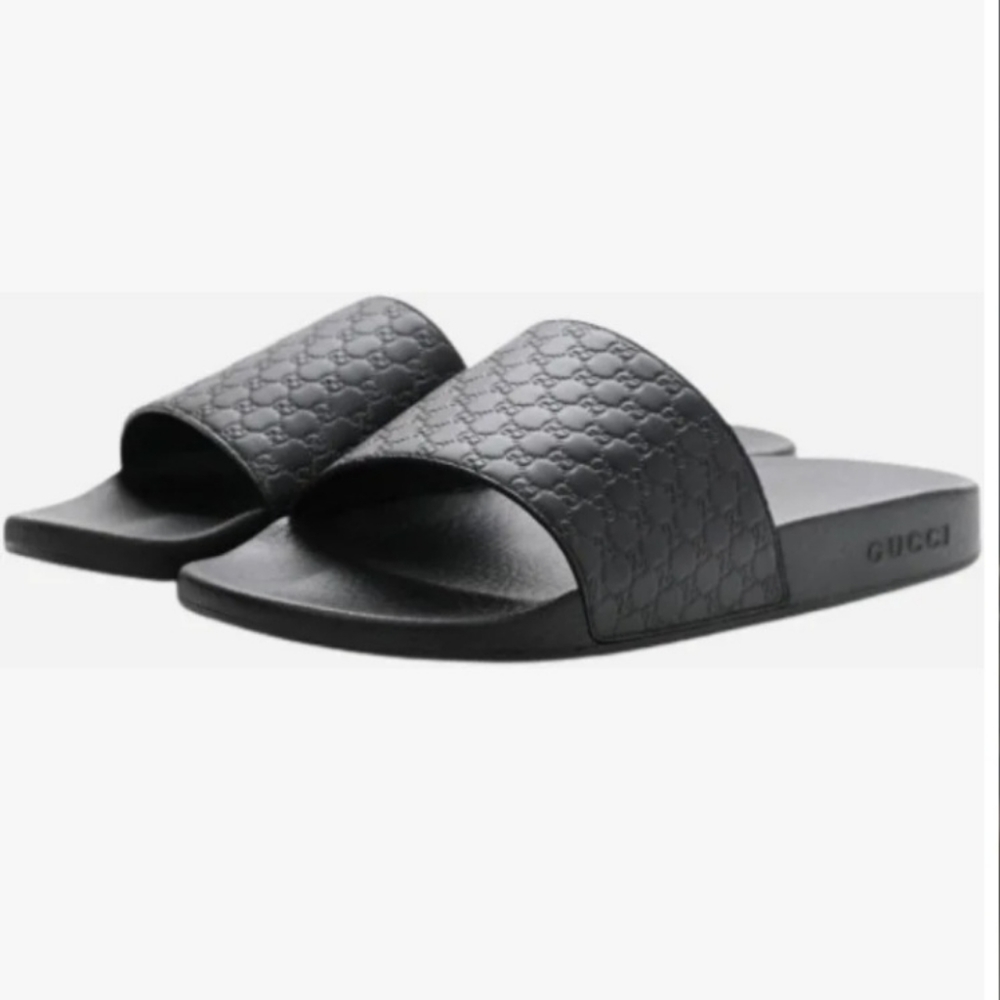 Gucci Men's GG Motif Black Slide Sandal
